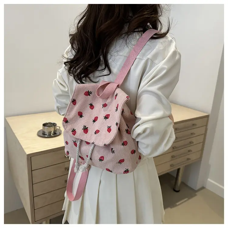 Strawberry Printed Shoulder Bag with Tassel Decor — feature 17