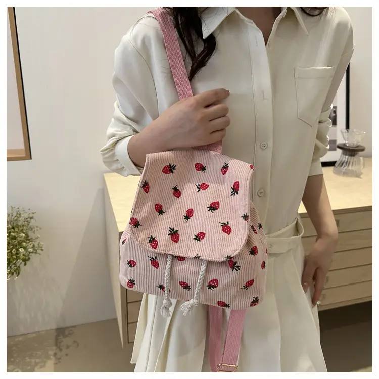 Strawberry Printed Shoulder Bag with Tassel Decor — feature 18