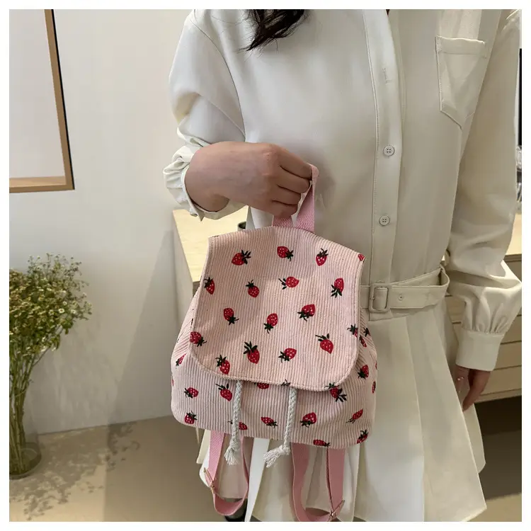 Strawberry Printed Shoulder Bag with Tassel Decor — feature 19