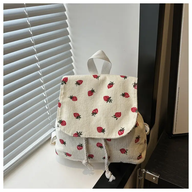Strawberry Printed Shoulder Bag with Tassel Decor — feature 21