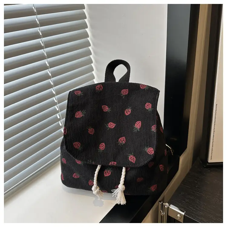 Strawberry Printed Shoulder Bag with Tassel Decor — feature 22