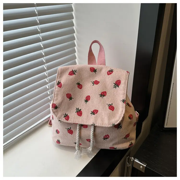 Strawberry Printed Shoulder Bag with Tassel Decor — feature 23