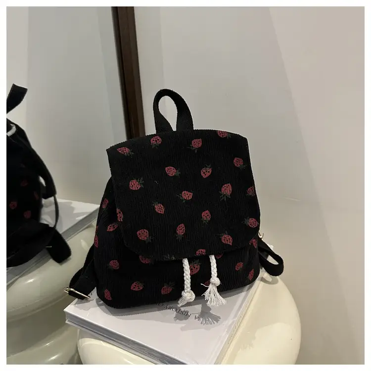 Strawberry Printed Shoulder Bag with Tassel Decor — feature 25