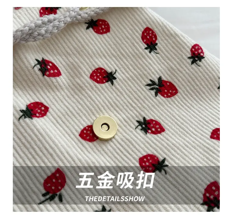 Strawberry Printed Shoulder Bag with Tassel Decor — feature 3