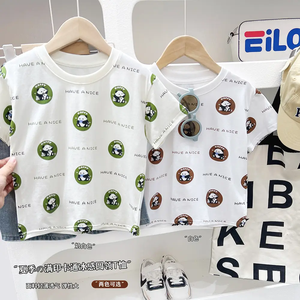 Cartoon Print Baby T-Shirt White 2025 Summer — feature 1