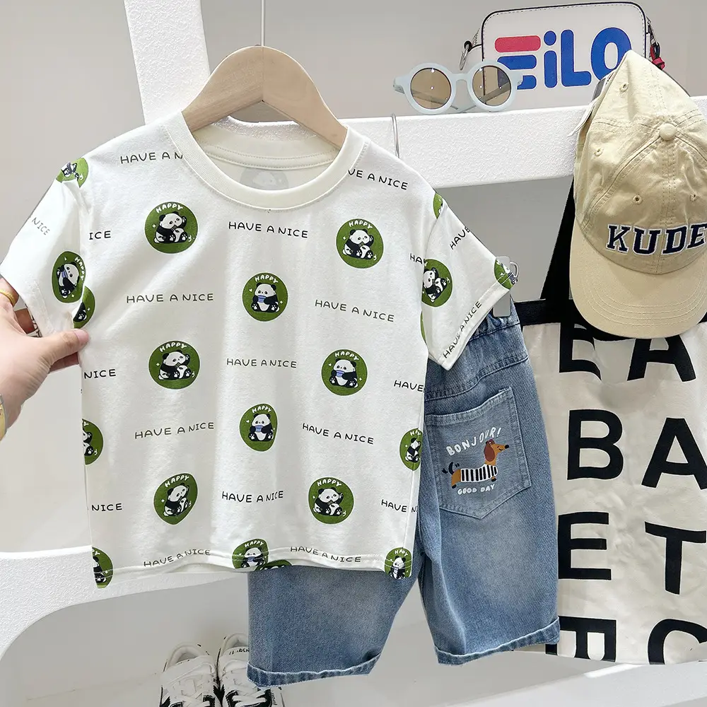 Cartoon Print Baby T-Shirt White 2025 Summer — feature 2