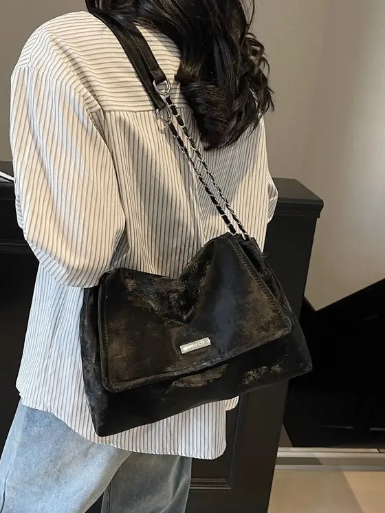 Brown Velvet Chain Shoulder Bag for Women 2025 - Image 8