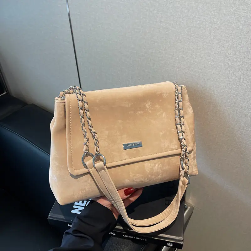 Brown Velvet Chain Shoulder Bag for Women 2025 - Image 3