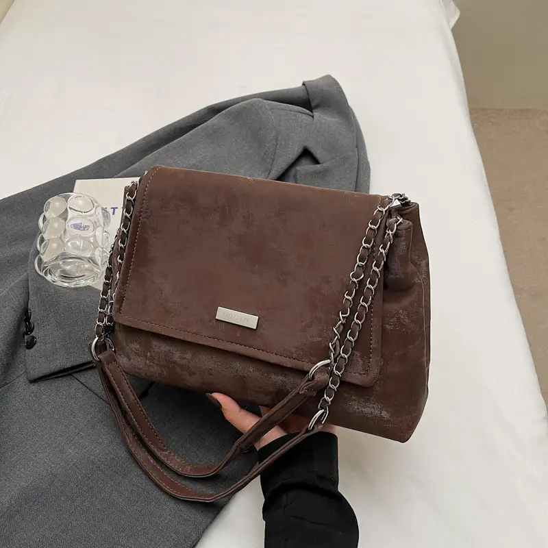 Brown Velvet Chain Shoulder Bag for Women 2025 - Image 5
