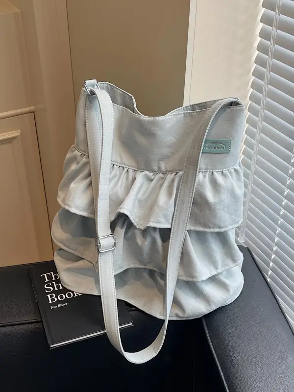 Women's Pleated Shoulder Crossbody Bag Beige Spring Summer 2025 - Image 7