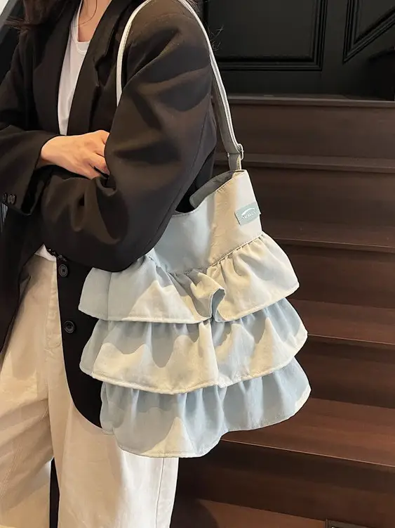 Women's Pleated Shoulder Crossbody Bag Beige Spring Summer 2025 - Image 8