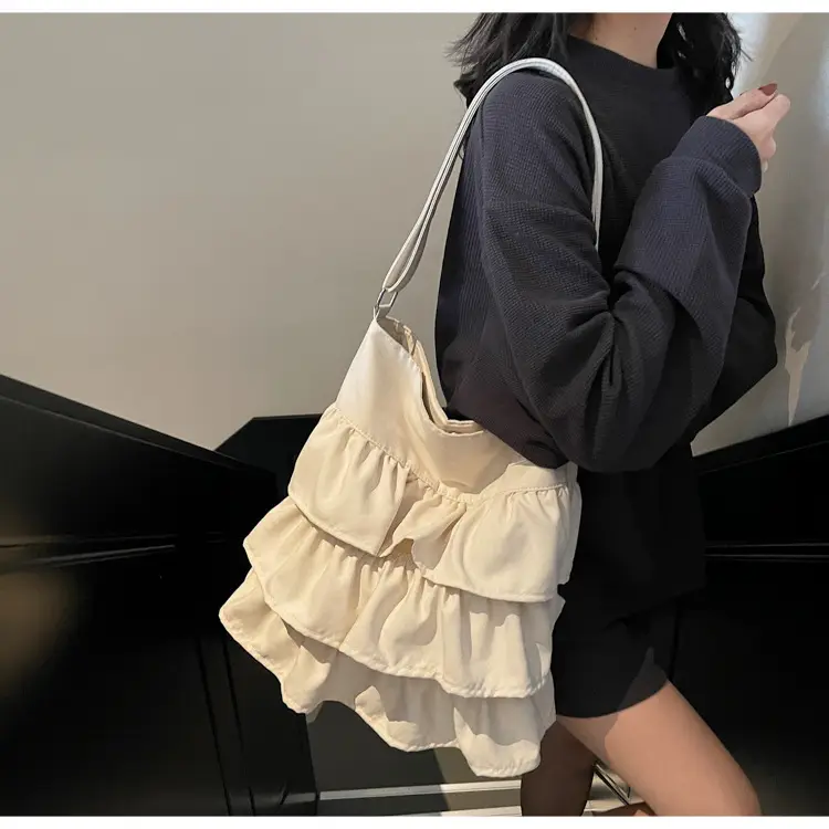 Women's Pleated Shoulder Crossbody Bag Beige Spring Summer 2025 — feature 10