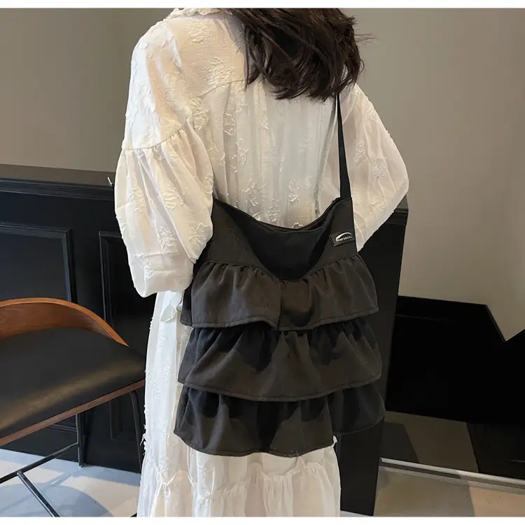 Women's Pleated Shoulder Crossbody Bag Beige Spring Summer 2025 — feature 12