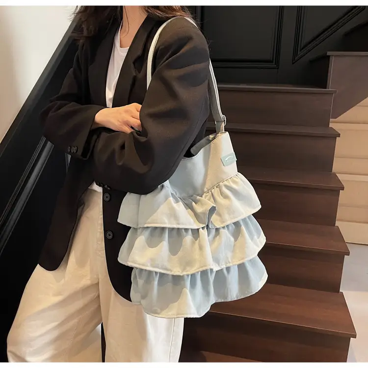 Women's Pleated Shoulder Crossbody Bag Beige Spring Summer 2025 — feature 15