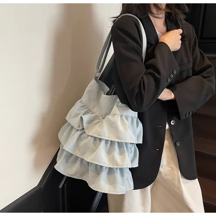 Women's Pleated Shoulder Crossbody Bag Beige Spring Summer 2025 — feature 16
