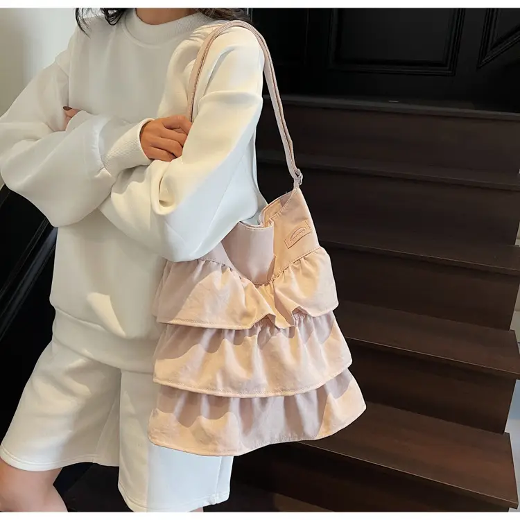 Women's Pleated Shoulder Crossbody Bag Beige Spring Summer 2025 — feature 18