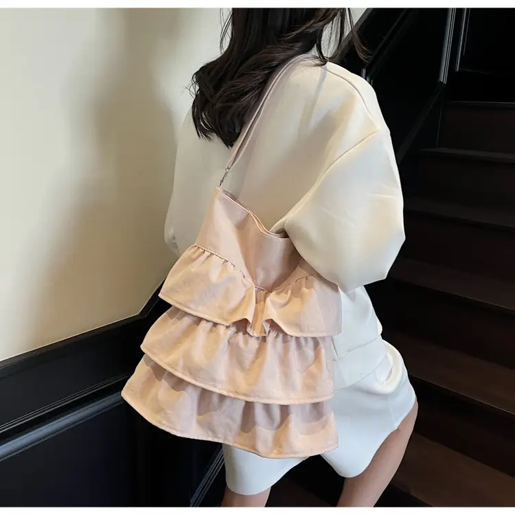 Women's Pleated Shoulder Crossbody Bag Beige Spring Summer 2025 — feature 19