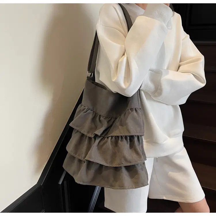 Women's Pleated Shoulder Crossbody Bag Beige Spring Summer 2025 — feature 22
