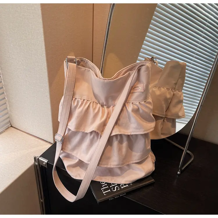 Women's Pleated Shoulder Crossbody Bag Beige Spring Summer 2025 — feature 23