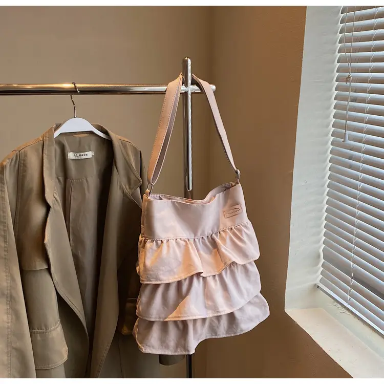 Women's Pleated Shoulder Crossbody Bag Beige Spring Summer 2025 — feature 25