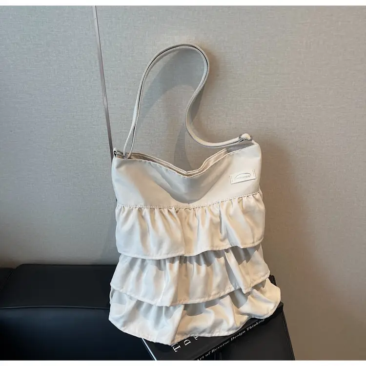 Women's Pleated Shoulder Crossbody Bag Beige Spring Summer 2025 — feature 30