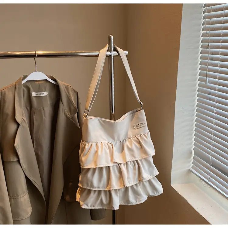 Women's Pleated Shoulder Crossbody Bag Beige Spring Summer 2025 — feature 31