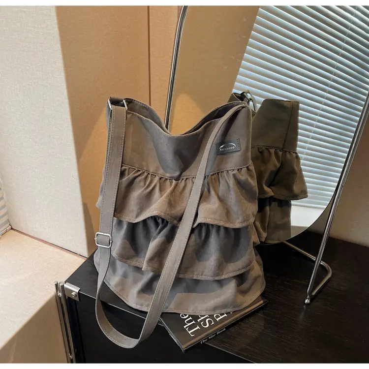 Women's Pleated Shoulder Crossbody Bag Beige Spring Summer 2025 — feature 33