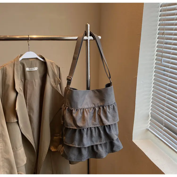 Women's Pleated Shoulder Crossbody Bag Beige Spring Summer 2025 — feature 34