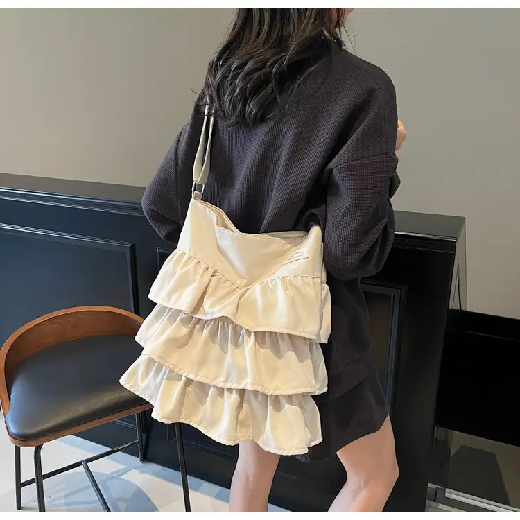 Women's Pleated Shoulder Crossbody Bag Beige Spring Summer 2025 — feature 8