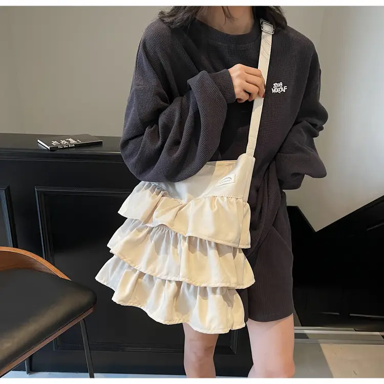 Women's Pleated Shoulder Crossbody Bag Beige Spring Summer 2025 — feature 9