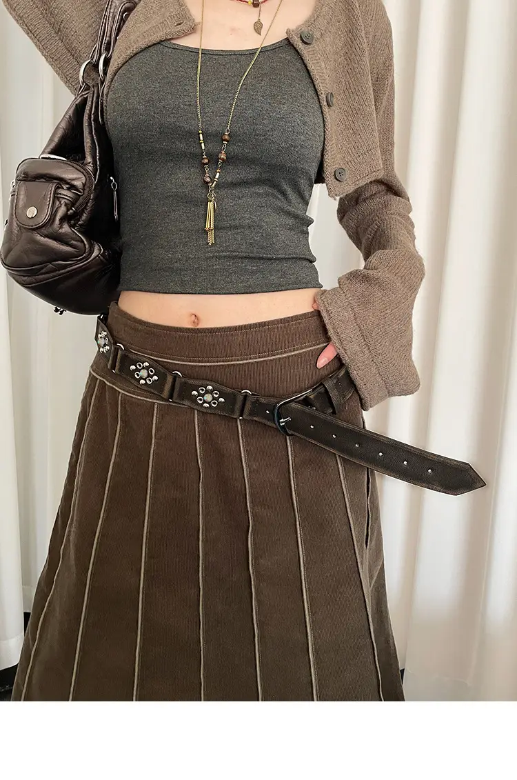 American Style Rivet Belt Women's Western Denim Style — feature 10