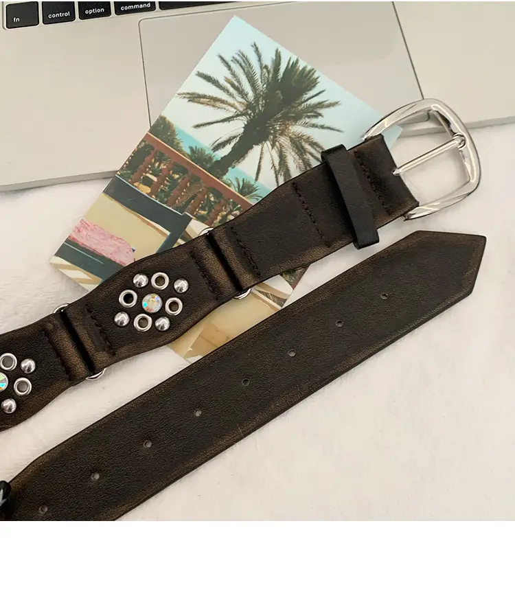 American Style Rivet Belt Women's Western Denim Style — feature 11