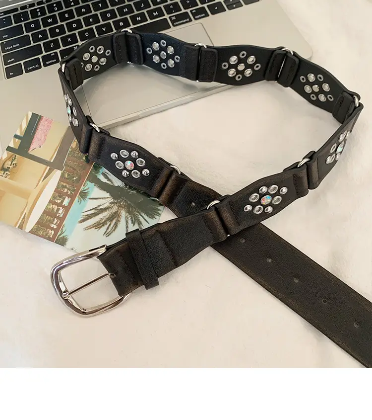 American Style Rivet Belt Women's Western Denim Style — feature 12