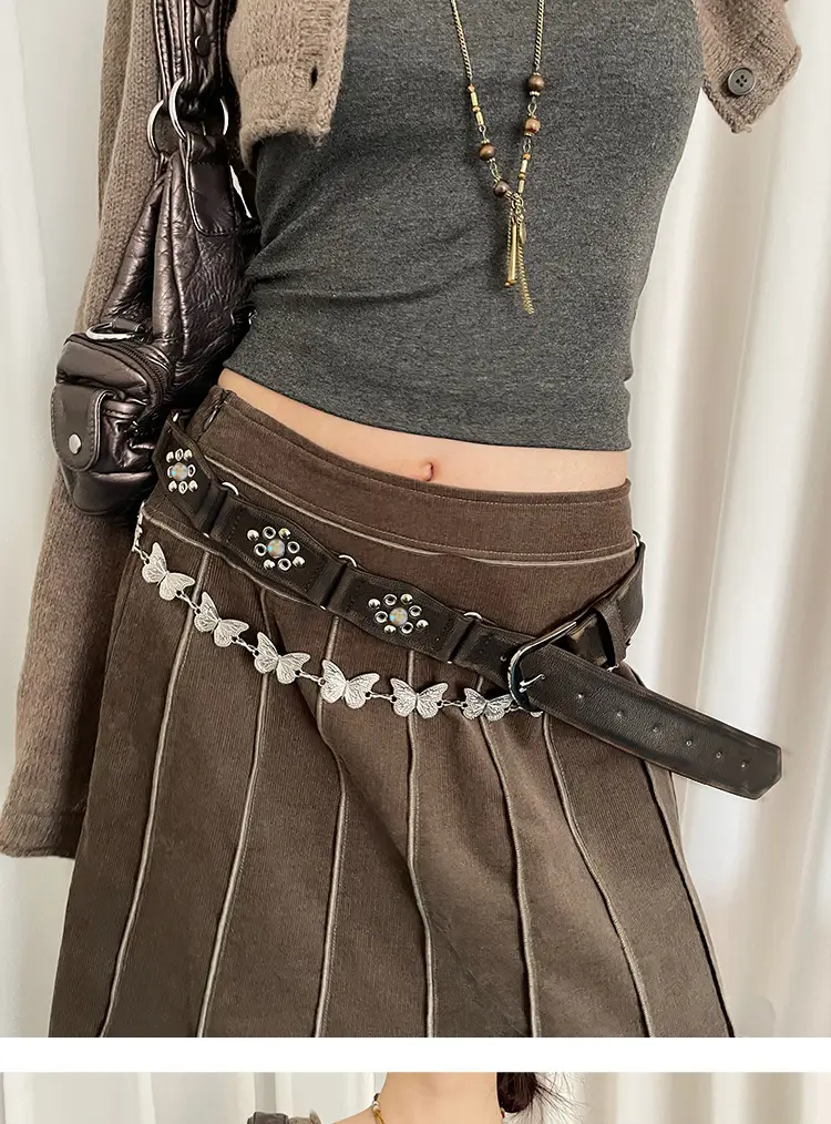 American Style Rivet Belt Women's Western Denim Style — feature 2