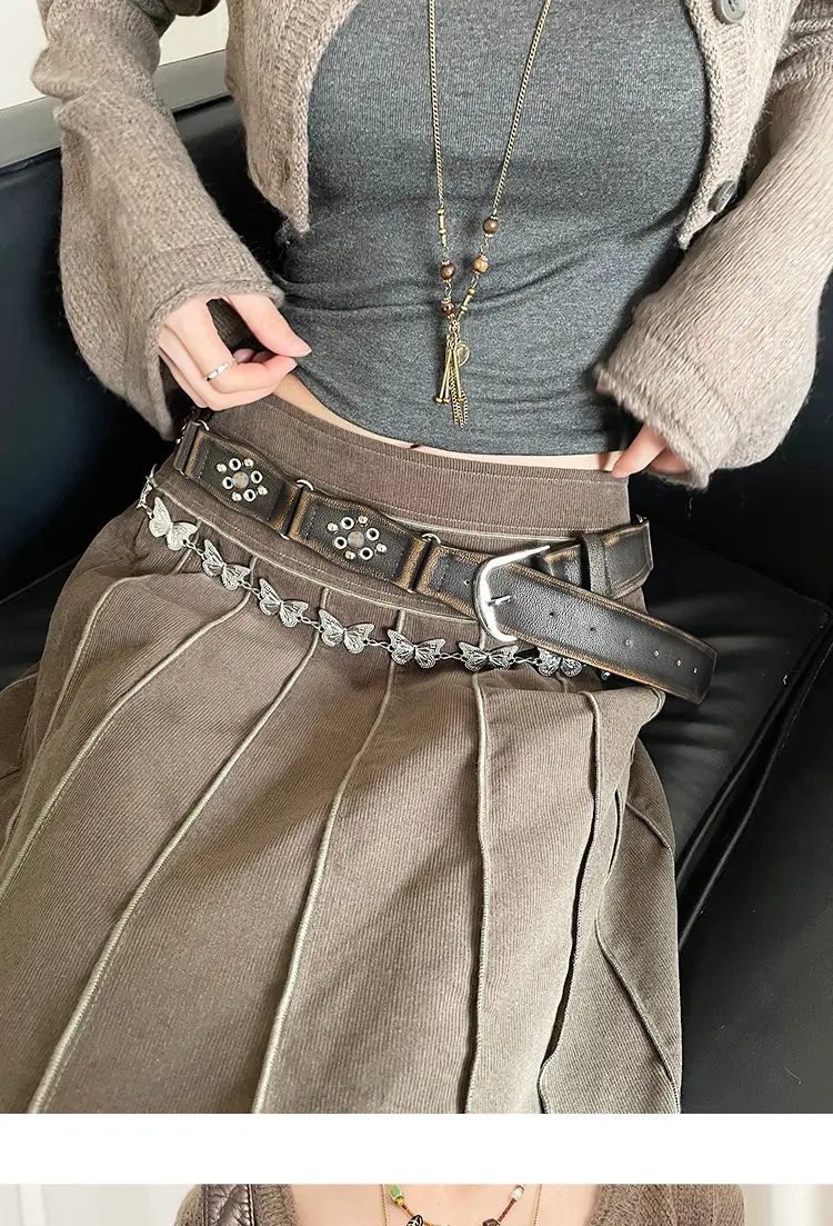 American Style Rivet Belt Women's Western Denim Style — feature 6