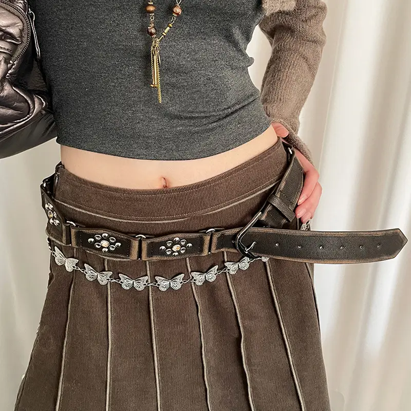American Style Rivet Belt Women's Western Denim Style