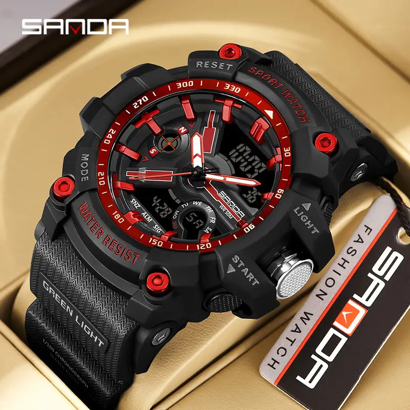 Sanda Men's Multifunctional Waterproof Watch Blue Sport Mesh - Image 35