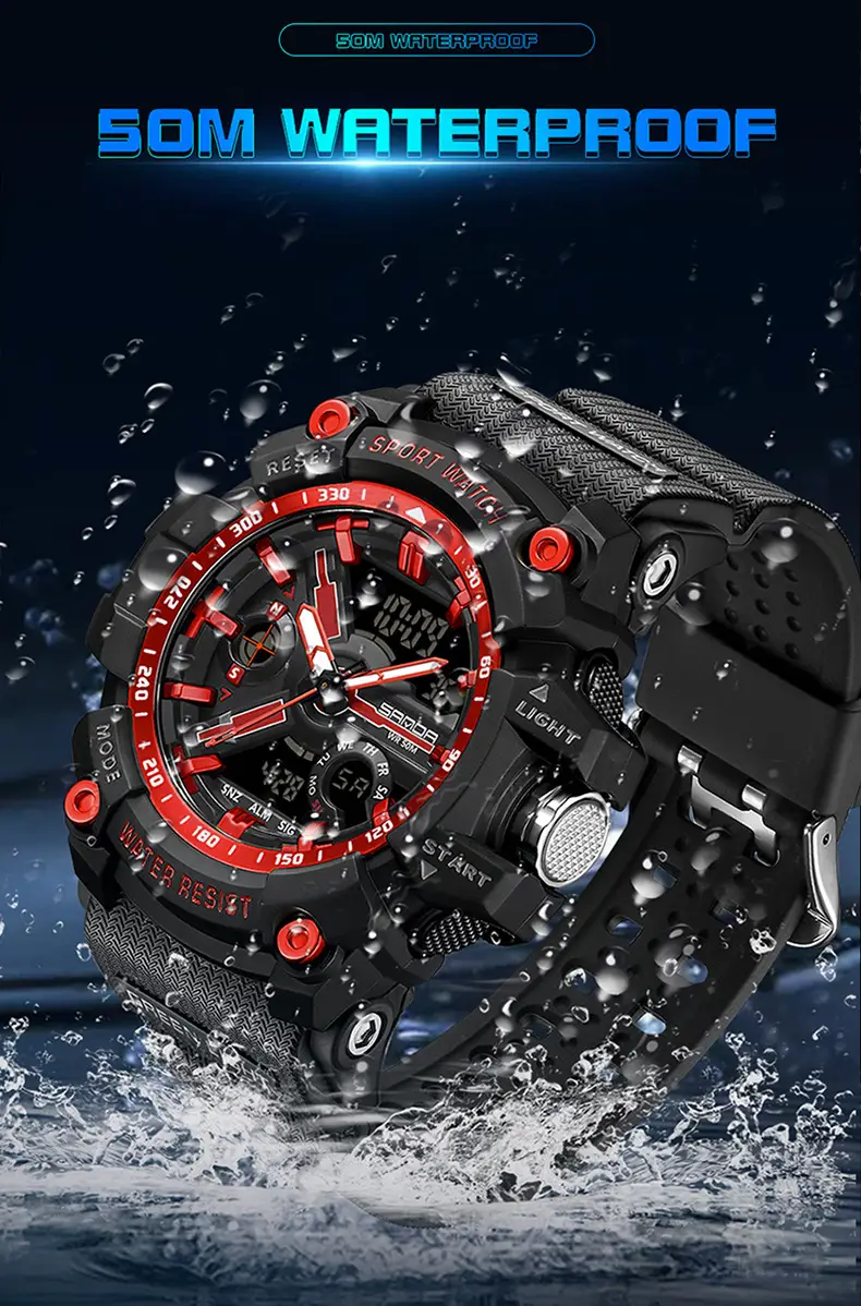 Sanda Men's Multifunctional Waterproof Watch Blue Sport Mesh — feature 37