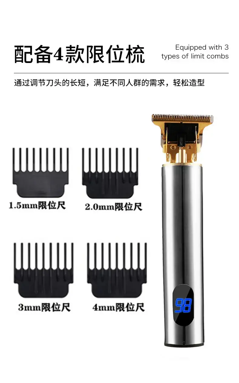 Men's Retro Electric Hair Clipper with Oil Head & 4 Blades — feature 26
