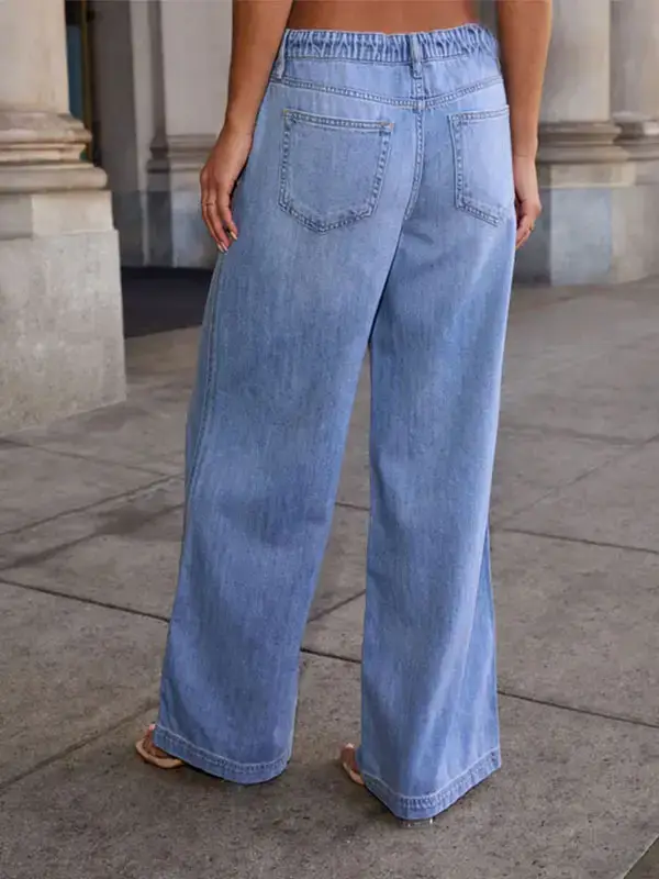 2025 Wide Leg Denim Pants for Women High Waist Drawstring — feature 10