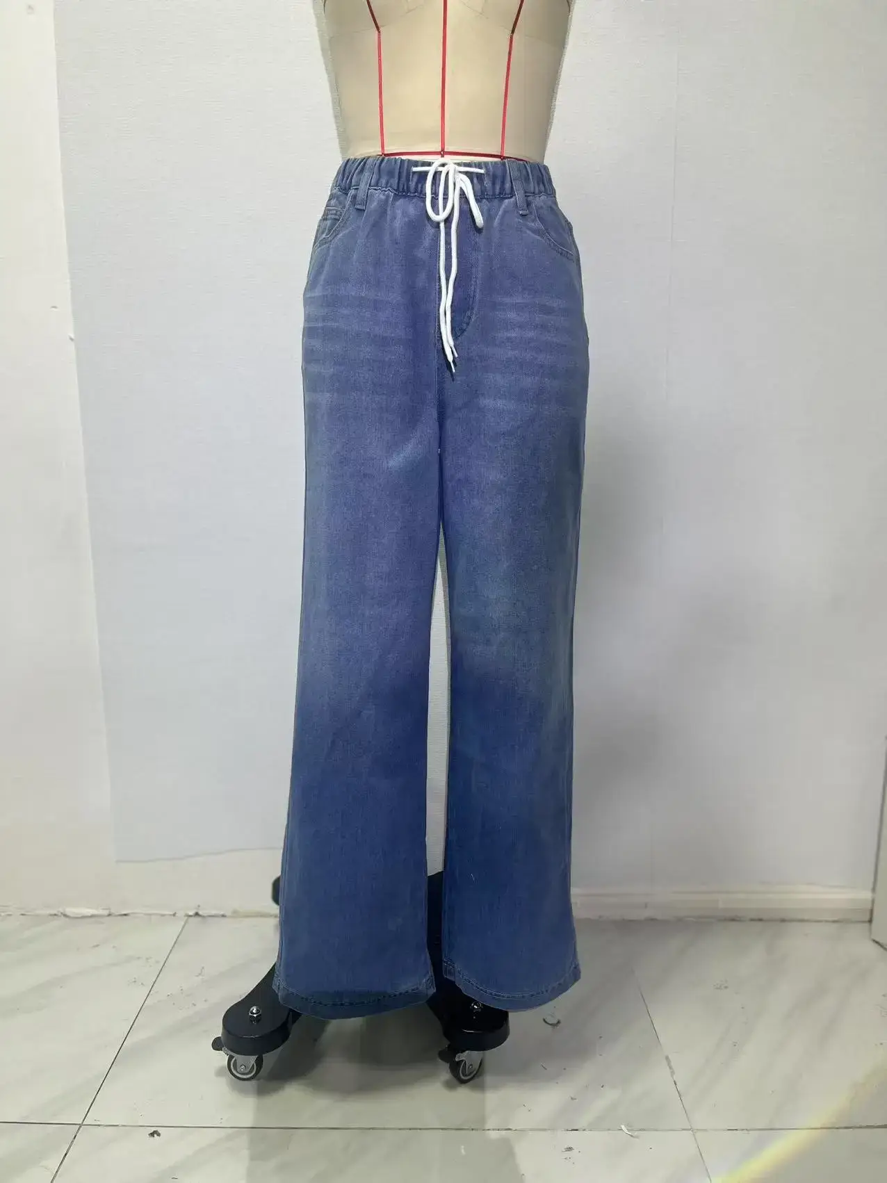 2025 Wide Leg Denim Pants for Women High Waist Drawstring — feature 3