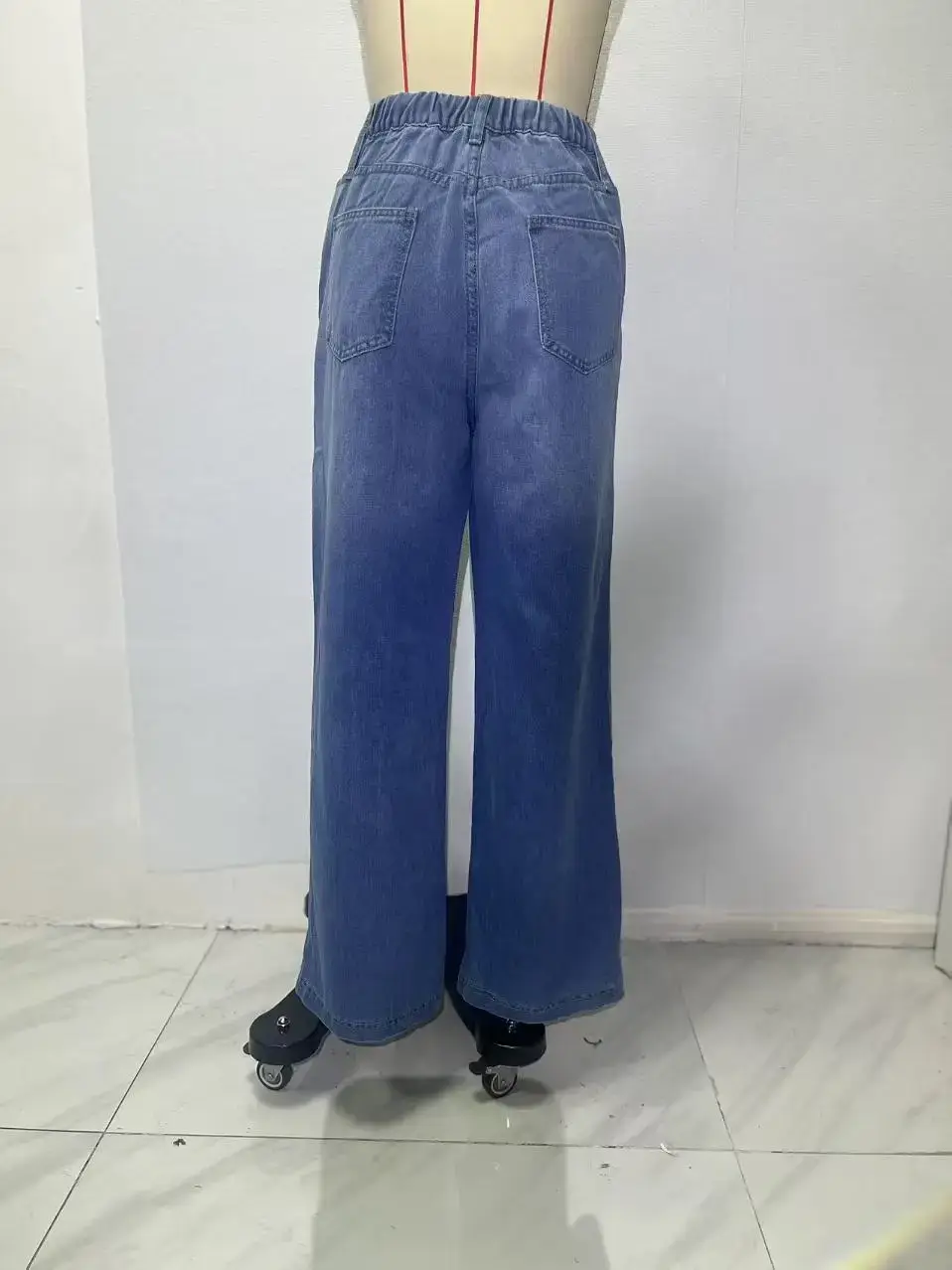 2025 Wide Leg Denim Pants for Women High Waist Drawstring — feature 4