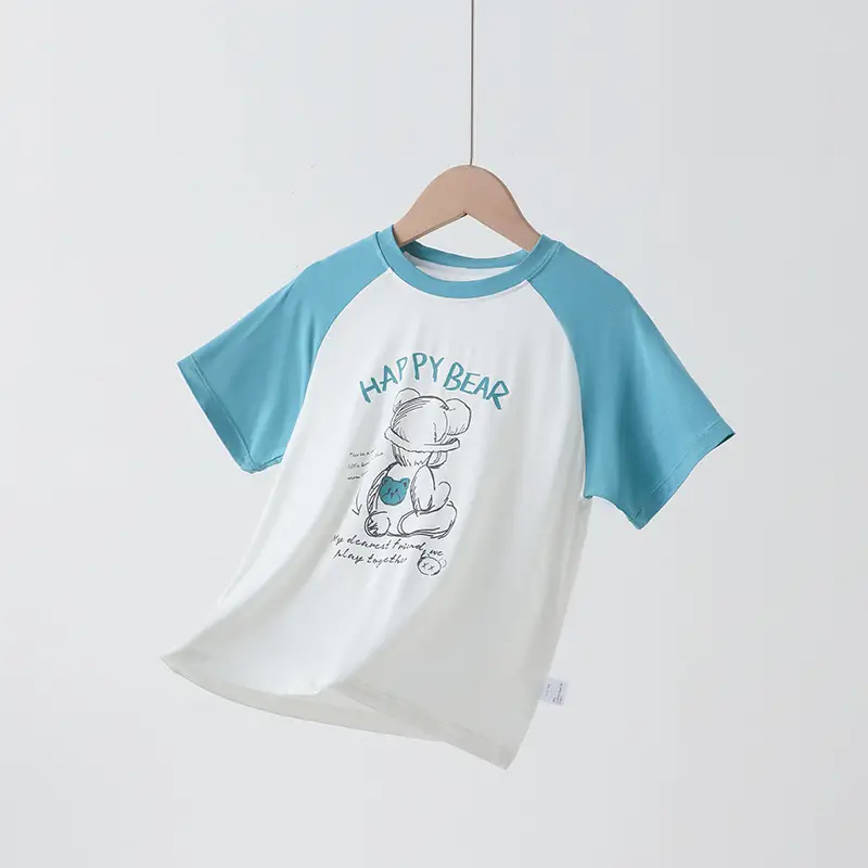 Children's Blue White Happy Bear T-Shirt - Image 11