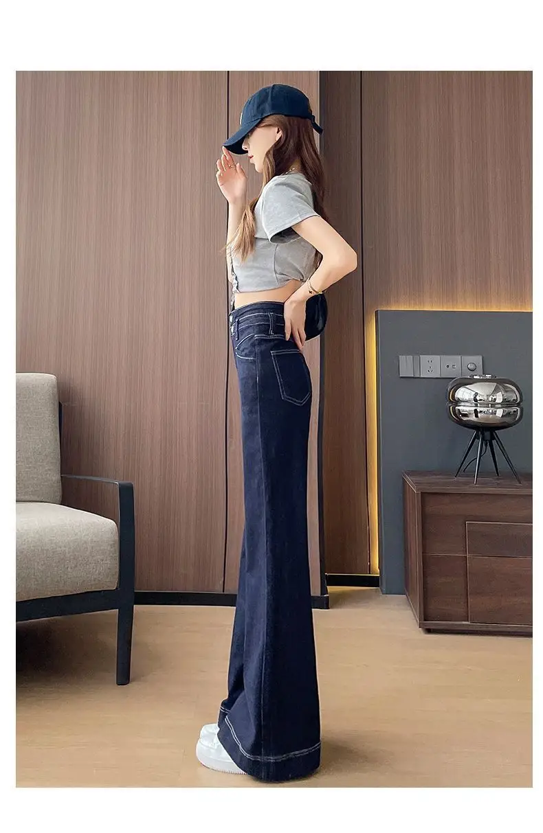 Dark Blue Wide Leg Hip-Covering Jeans 2025 Women — feature 10