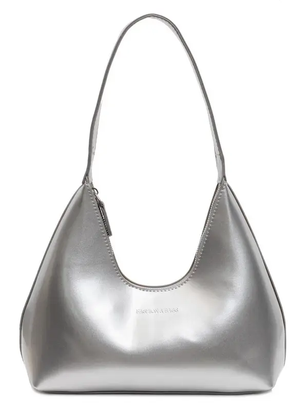 Women's 1-Piece Glossy White Handbag with Gold Strap - Image 10