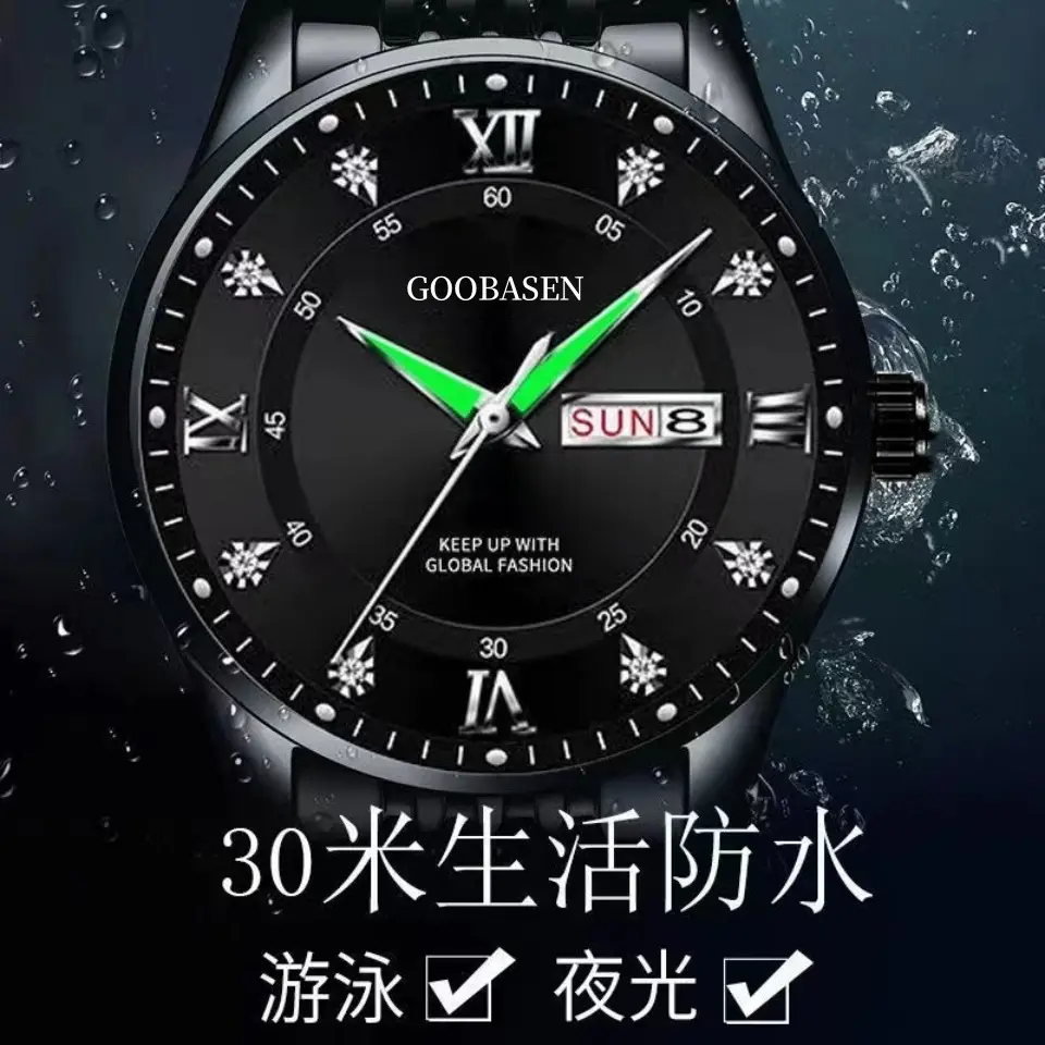 Gobson Men's 30m Water Proof Diamond Watch with Live Display