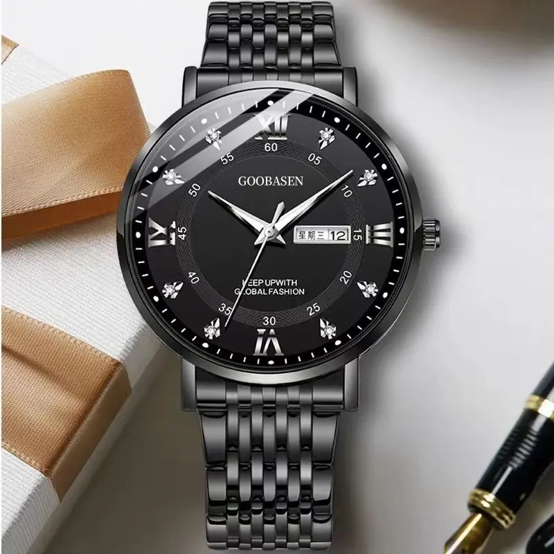Gobson Men's 30m Water Proof Diamond Watch with Live Display — feature 13