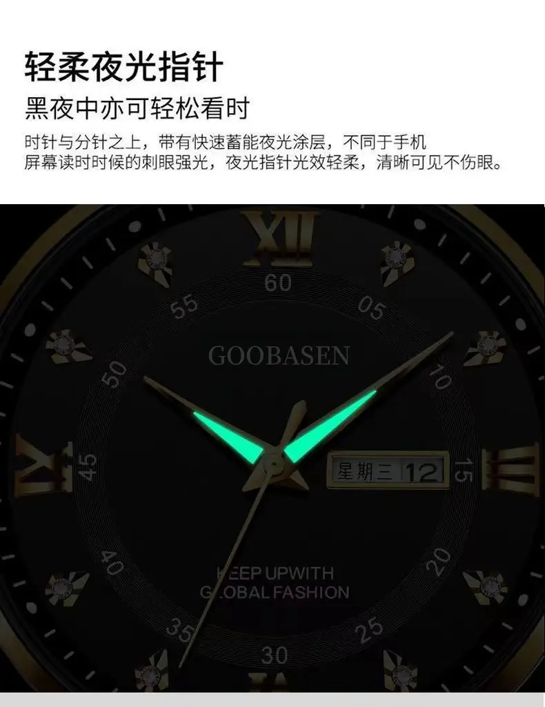Gobson Men's 30m Water Proof Diamond Watch with Live Display — feature 15