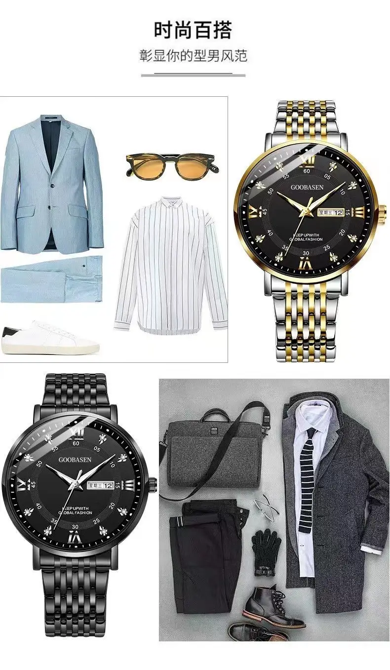 Gobson Men's 30m Water Proof Diamond Watch with Live Display — feature 17