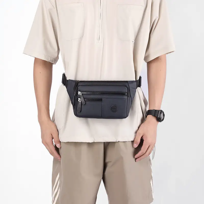 Men's Black Crossbody Waist Bag Large Capacity Oxford Cloth - Image 6